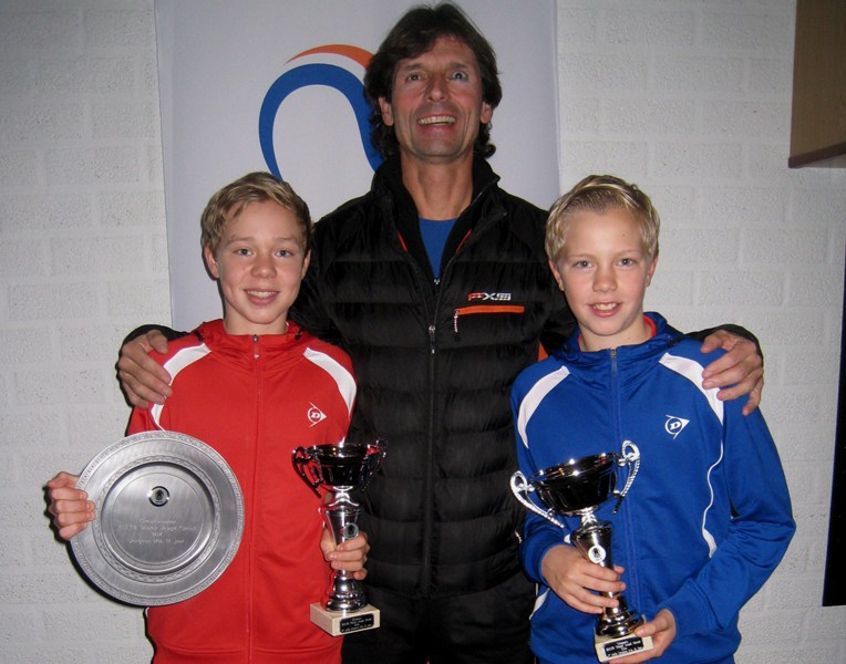 Lodewijk en Bastiaan met trainer Marcel Kokshoorn